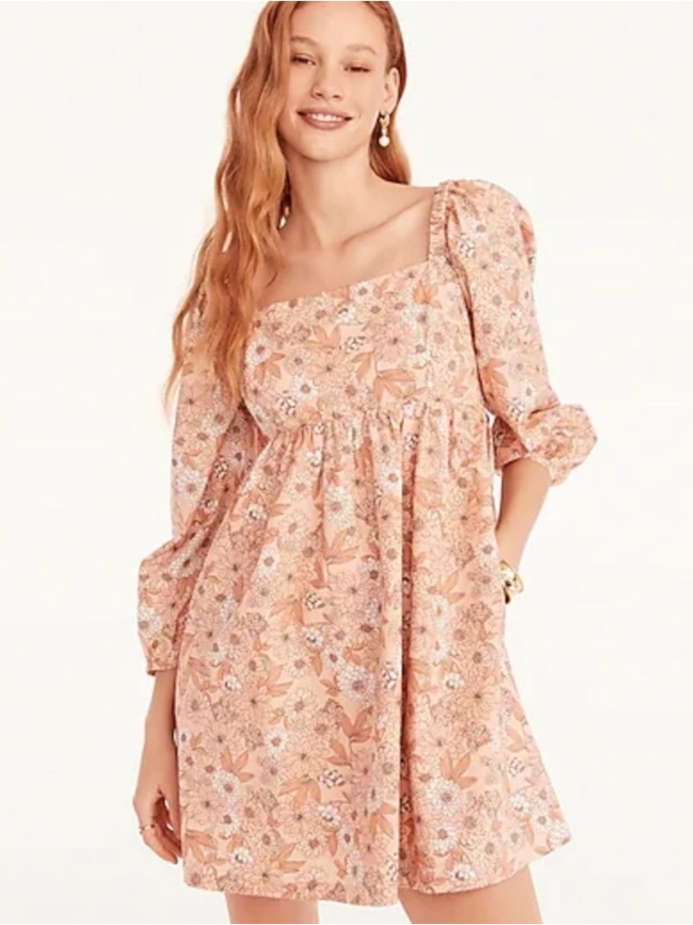 J.Crew Squareneck 100% Cotton Poplin Dress in the Zinnia Floral Print